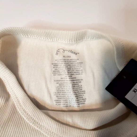 H&M Kids Ribbed White T-Shirt Top Crew neck design Short sleeves Size XL 14 - Picture 3 of 7